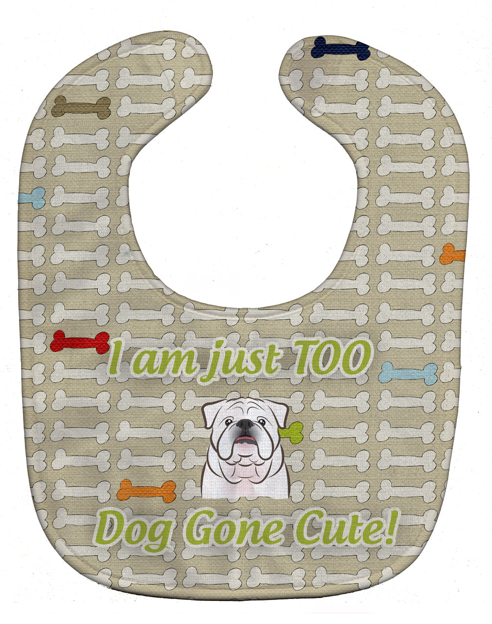 Too Cute White English Bulldog  Baby Bib Easy-Clean Baby Bib Baby Feeding Accessory Baby Mealtime Essential, 10 x 13, Multicolor