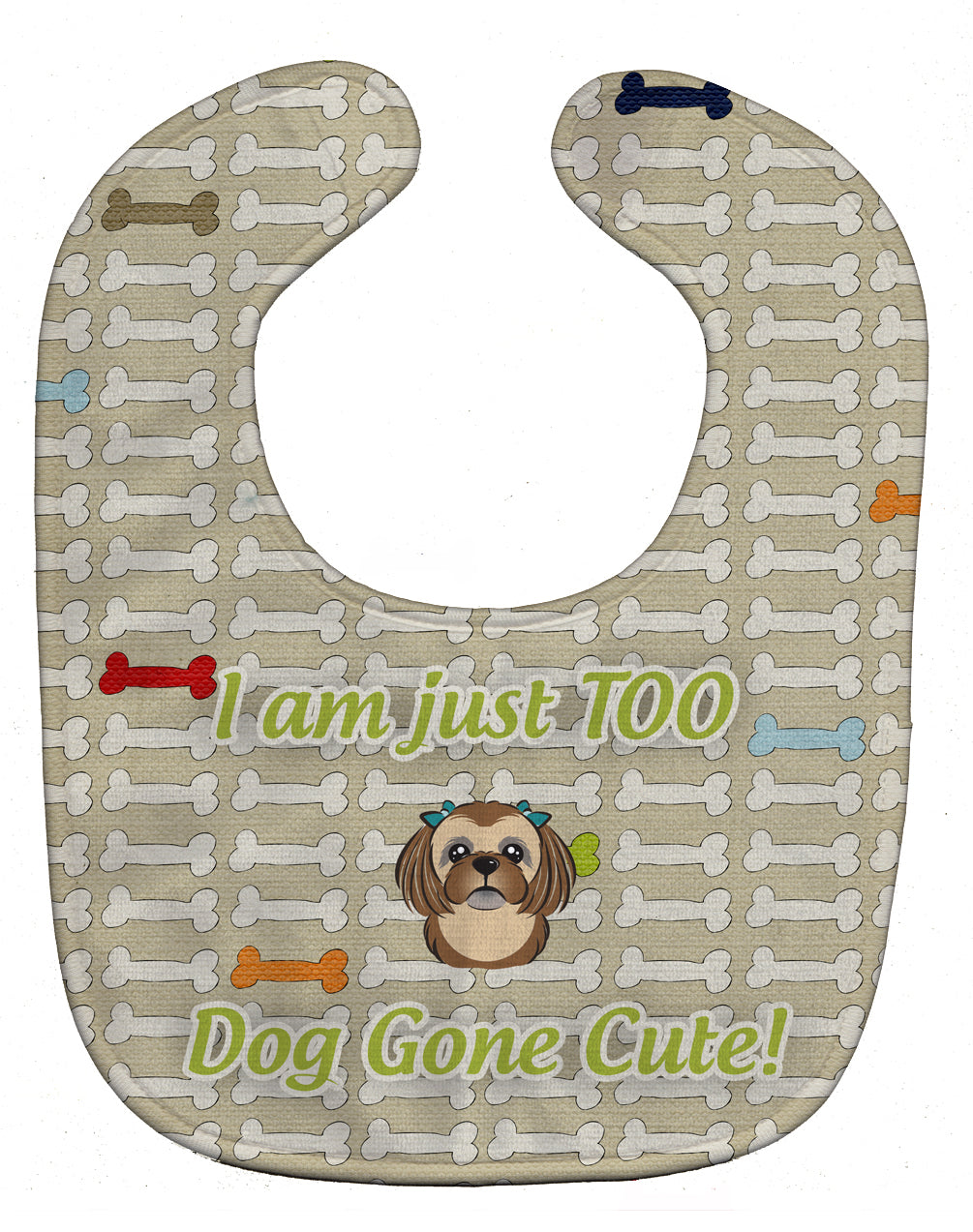 Too Cute Chocolate Brown Shih Tzu Baby Bib Easy-Clean Baby Bib Baby Feeding Accessory Baby Mealtime Essential, 10 x 13, Multicolor