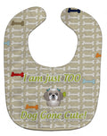 Too Cute Gray Silver Shih Tzu Baby Bib Easy-Clean Baby Bib Baby Feeding Accessory Baby Mealtime Essential, 10 x 13, Multicolor
