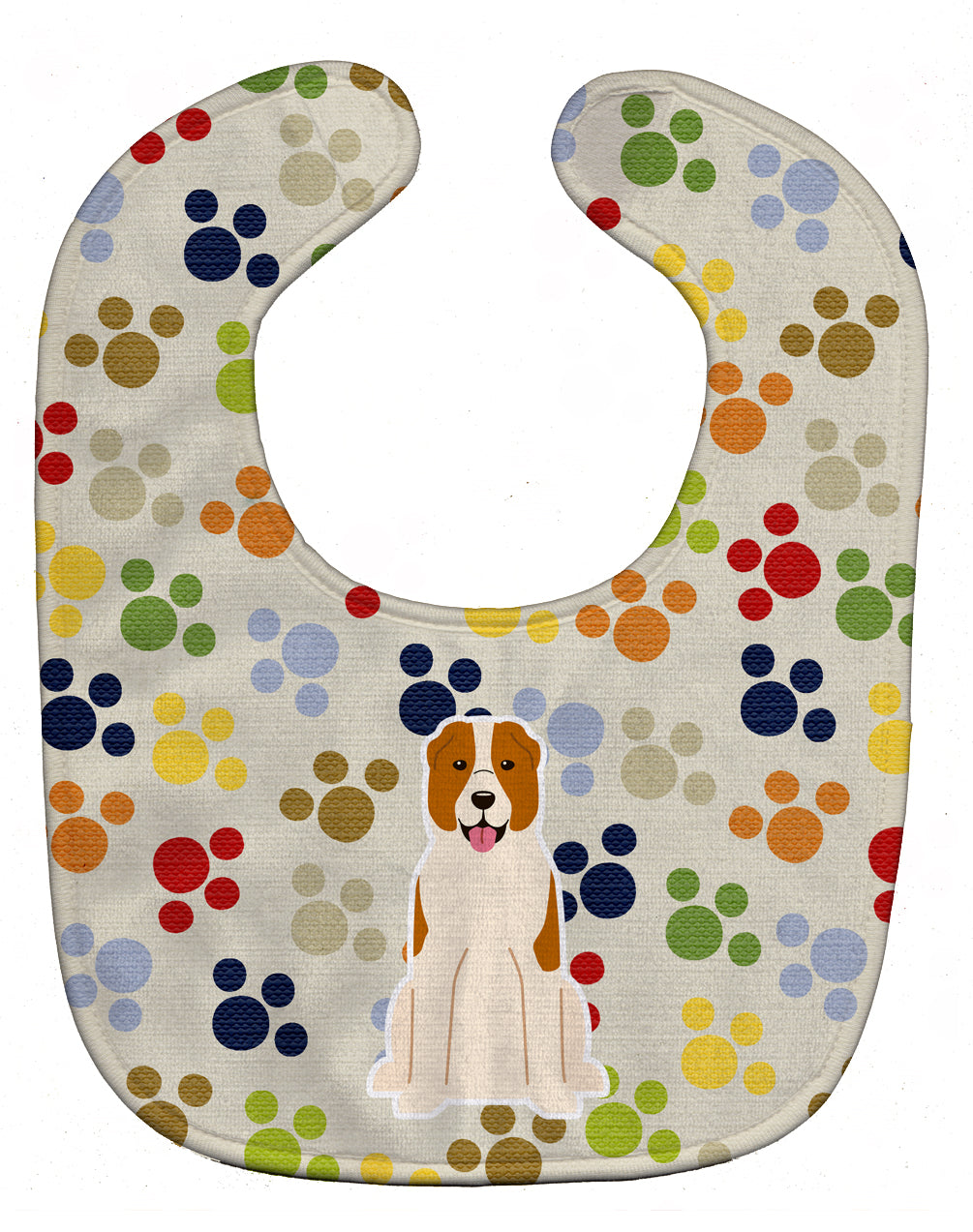 Pawprints Central Asian Shepherd Dog Baby Bib Easy-Clean Baby Bib Baby Feeding Accessory Baby Mealtime Essential, 10 x 13, Multicolor