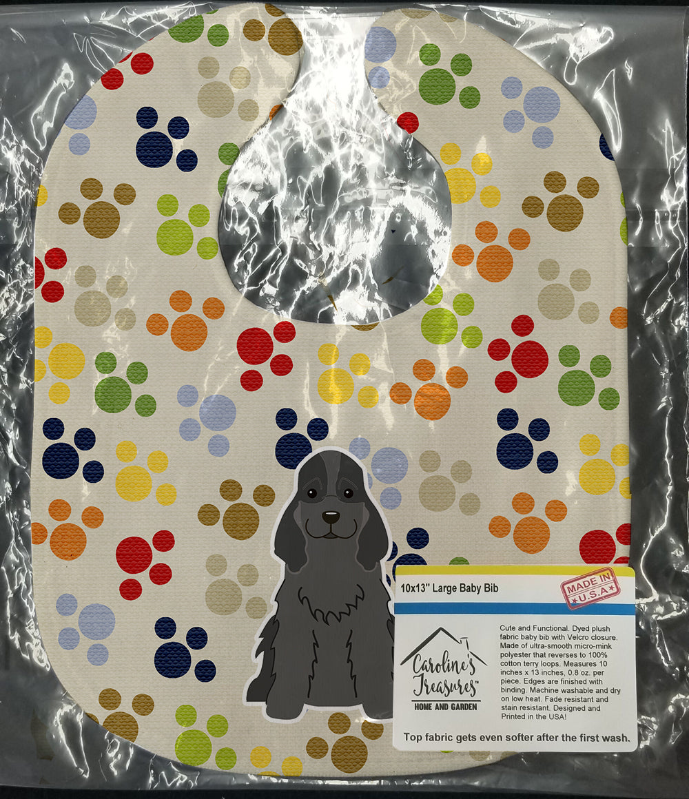 Pawprints Cocker Spaniel Black Baby Bib Easy-Clean Baby Bib Baby Feeding Accessory Baby Mealtime Essential, 10 x 13, Multicolor