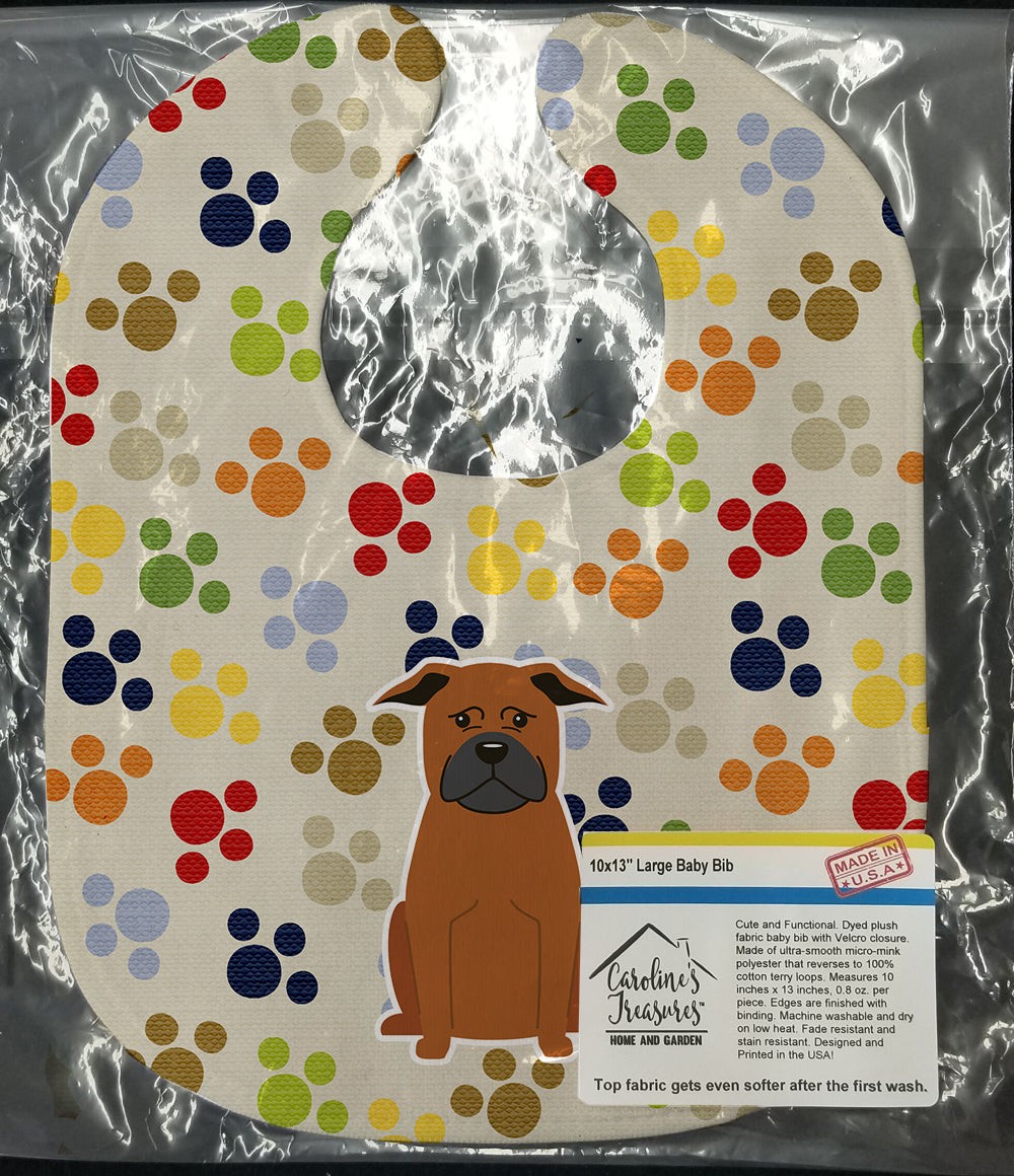 Pawprints Chinese Chongqing Dog Baby Bib Easy-Clean Baby Bib Baby Feeding Accessory Baby Mealtime Essential, 10 x 13, Multicolor