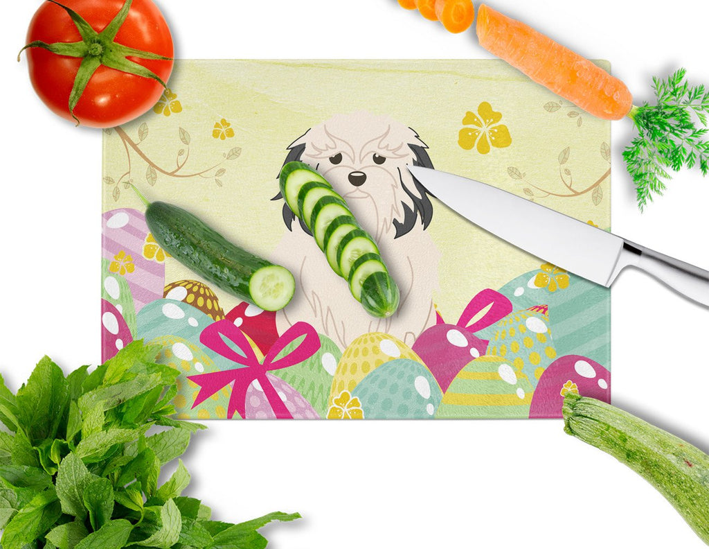 Easter Eggs Lowchen Cutting Board Tempered Glass Kitchen Cutting Surface, Heat Resistant Chopping, Non-Slip Feet, Food Prep & Serving