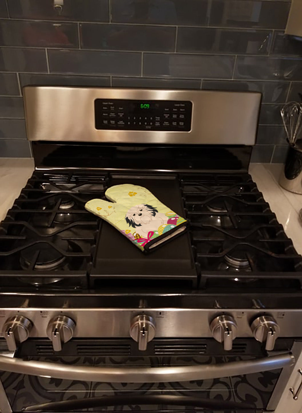 Easter Eggs Lowchen Oven Mitt Heat Resistant Thick Oven Mitt for Hot Pans and Oven, Kitchen Mitt Protect Hands, Cooking Baking Glove