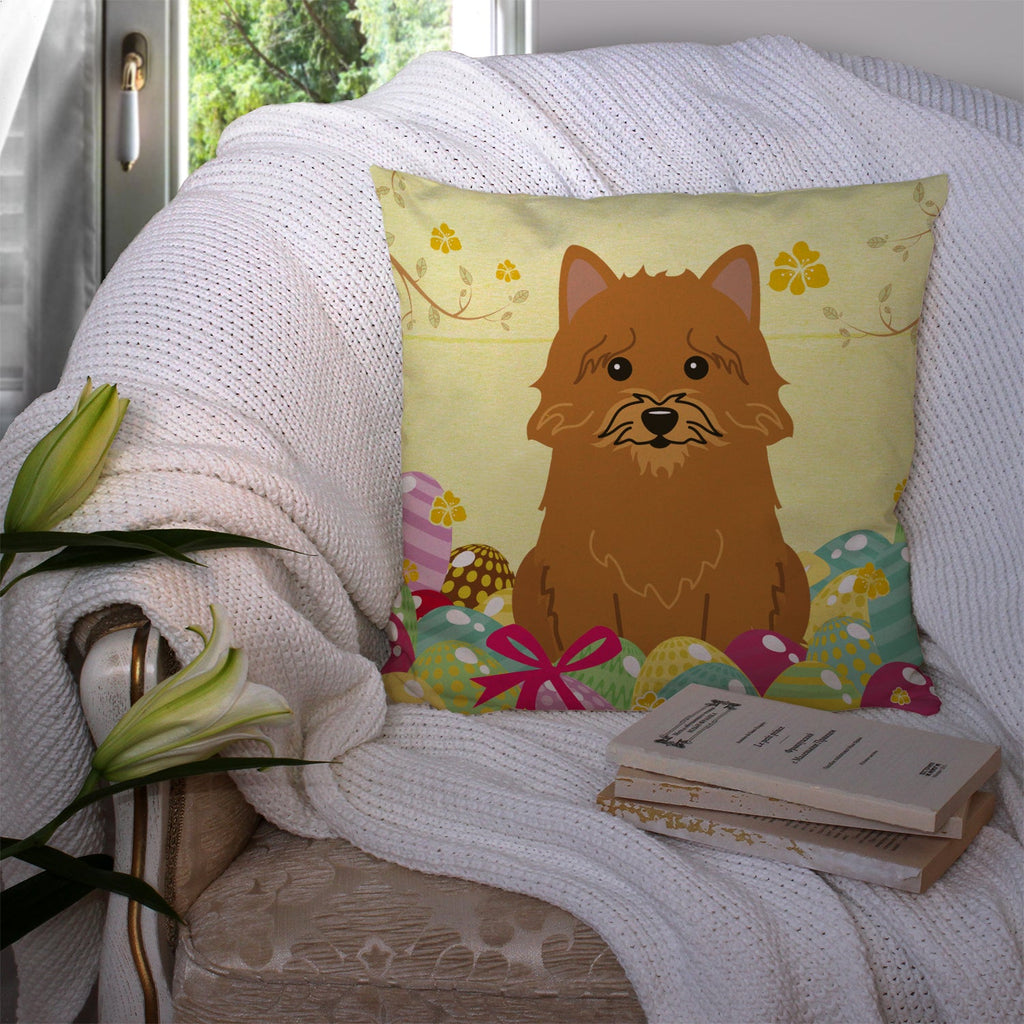 Easter Eggs Norwich Terrier Decorative Throw Pillow 14x14 Indoor Outdoor Accent Cushion, Fabric Cover with Insert for Sofa, Bed, Porch & Living Room