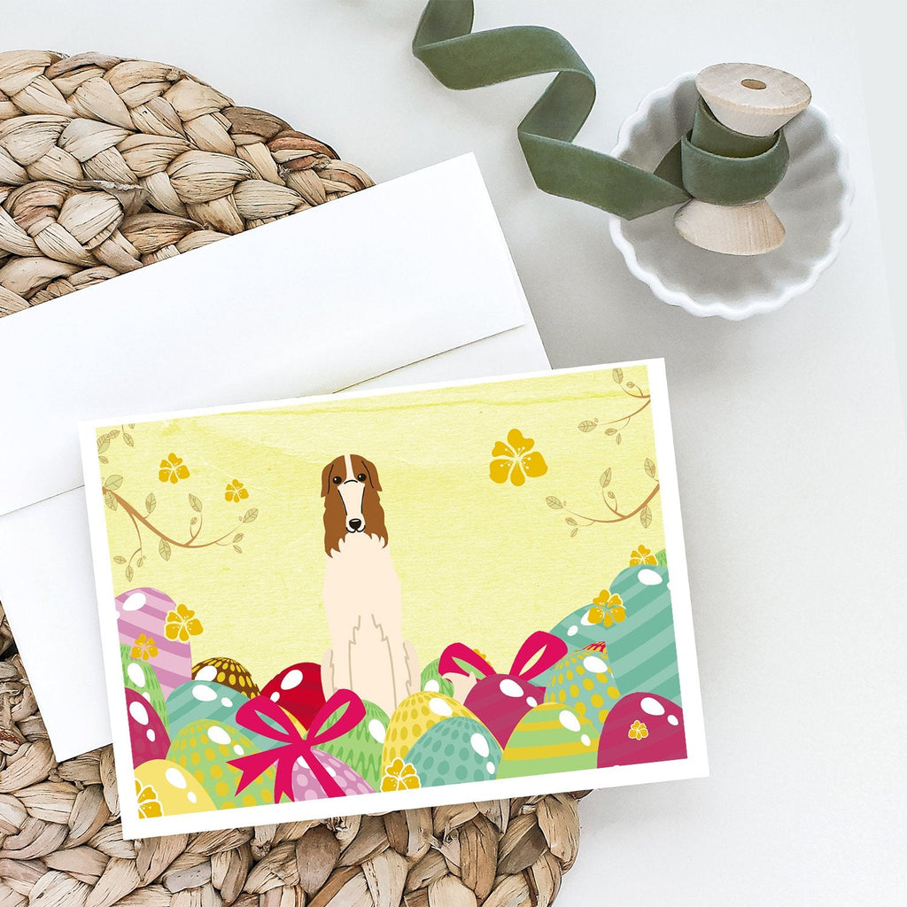 Easter Eggs Borzoi Greeting Cards Pack of 8 Blank Cards with Envelopes Whimsical A7 Size 5x7