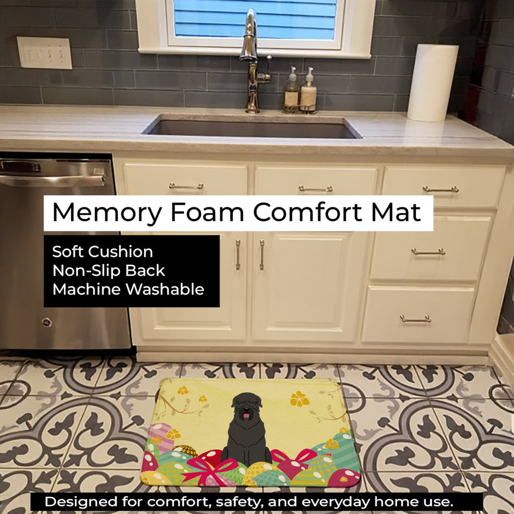 Easter Eggs Black Russian Terrier Memory Foam Kitchen Mat Machine Washable Anti-Fatigue Cushion Comfort Bath or Kitchen Rug
