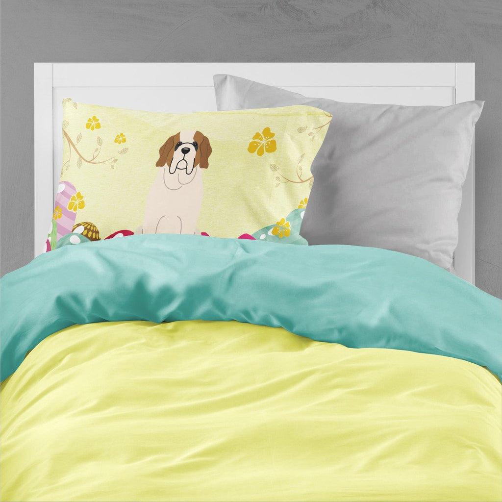 Easter Eggs Saint Bernard Standard Pillowcase Lightweight Super Soft Easy Care Decorative Artwork Pillowcase, Standard