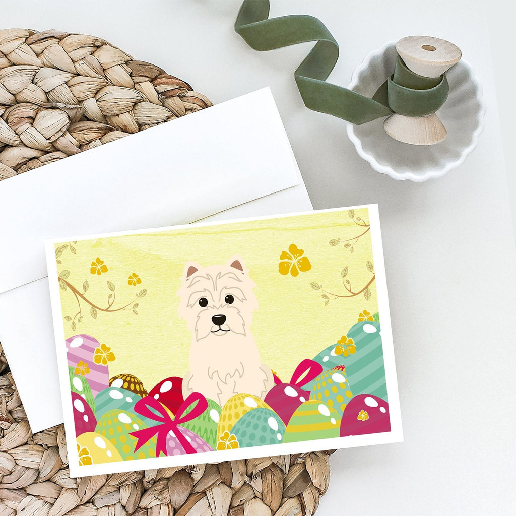 Easter Eggs Westie Greeting Cards Pack of 8 Blank Cards with Envelopes Whimsical A7 Size 5x7