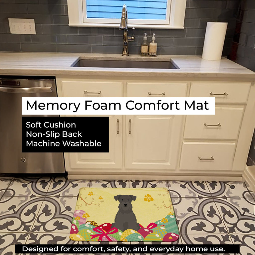 Easter Eggs Miniature Schnauzer Black Memory Foam Kitchen Mat Machine Washable Anti-Fatigue Cushion Comfort Bath or Kitchen Rug