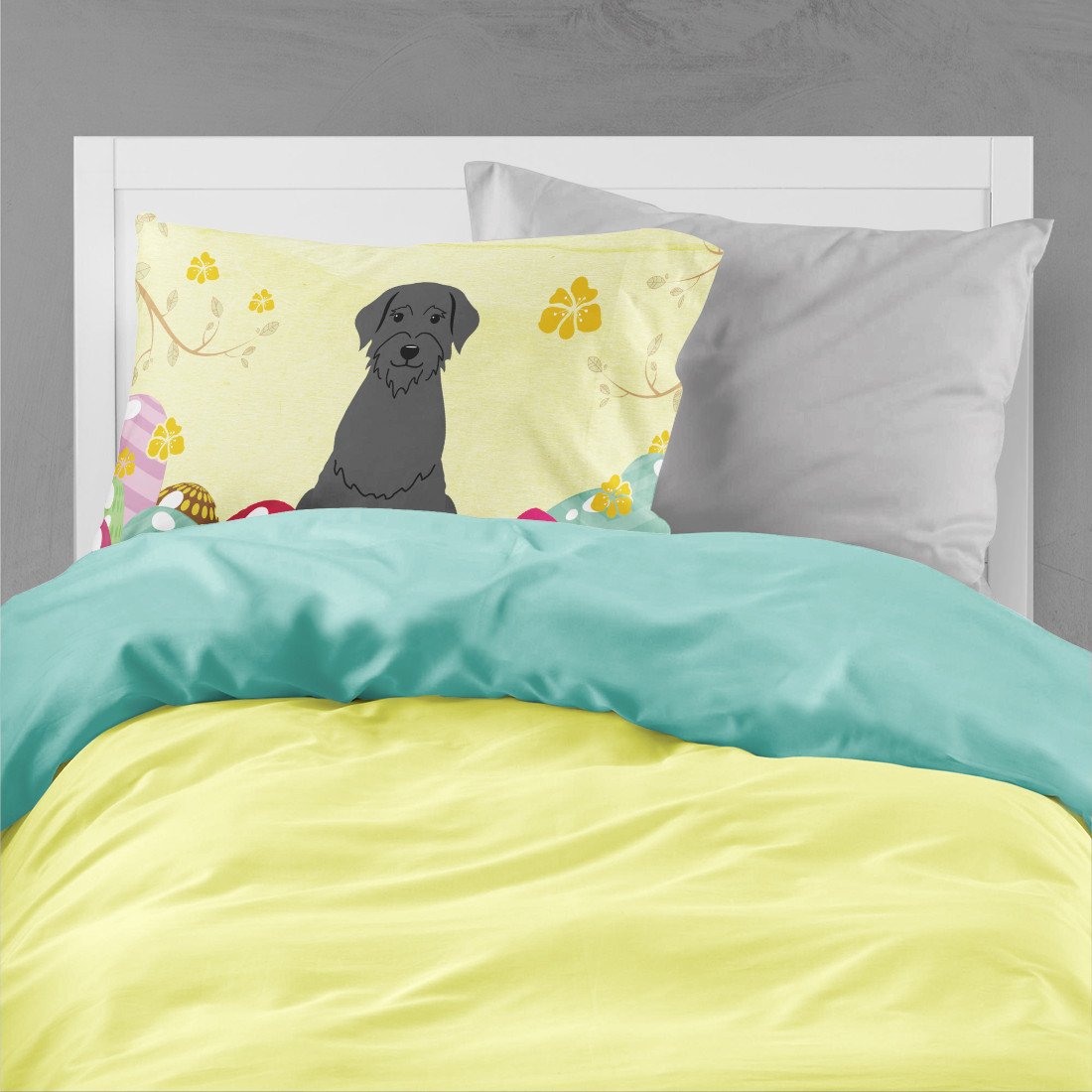 Easter Eggs Giant Schnauzer Standard Pillowcase Lightweight Super Soft Easy Care Decorative Artwork Pillowcase, Standard