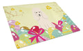 Easter Eggs Poodle White Cutting Board Tempered Glass Kitchen Cutting Surface, Heat Resistant Chopping, Non-Slip Feet, Food Prep & Serving