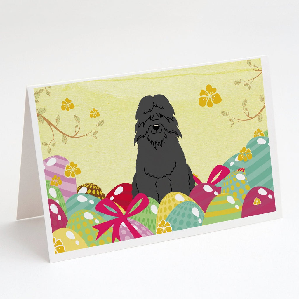 Easter Eggs Bouvier des Flandres Greeting Cards Pack of 8 Blank Cards with Envelopes Whimsical A7 Size 5x7