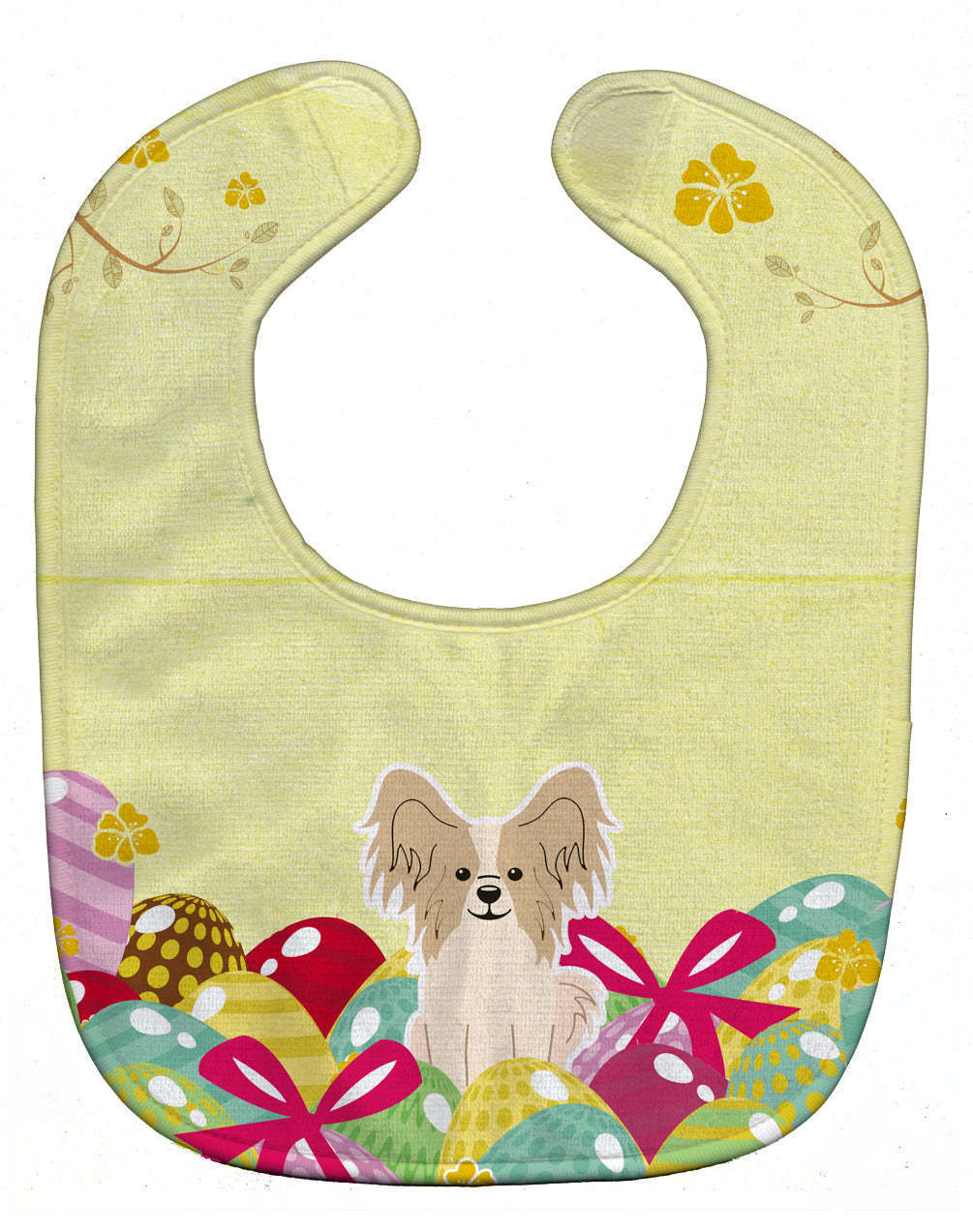 Easter Eggs Papillon Sable White Baby Bib Easy-Clean Baby Bib Baby Feeding Accessory Baby Mealtime Essential, 10 x 13, Multicolor