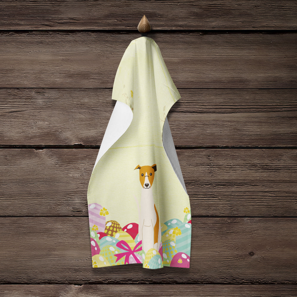 Easter Eggs Whippet Kitchen Towel Velour Plush Front and Cotton Loop Back Machine Washable