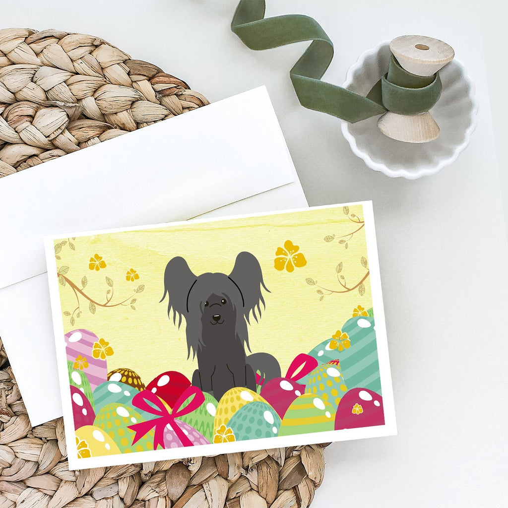 Easter Eggs Chinese Crested Black Greeting Cards Pack of 8 Blank Cards with Envelopes Whimsical A7 Size 5x7
