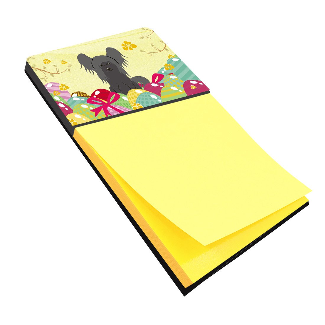 Easter Eggs Chinese Crested Black Watercolor Sticky Note Holder Refillable Dispenser Desk Accessory 3x3 Pad Gift