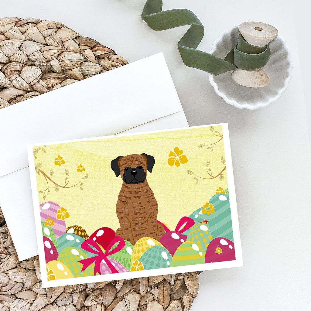 Easter Eggs Brindle Boxer Greeting Cards Pack of 8 Blank Cards with Envelopes Whimsical A7 Size 5x7