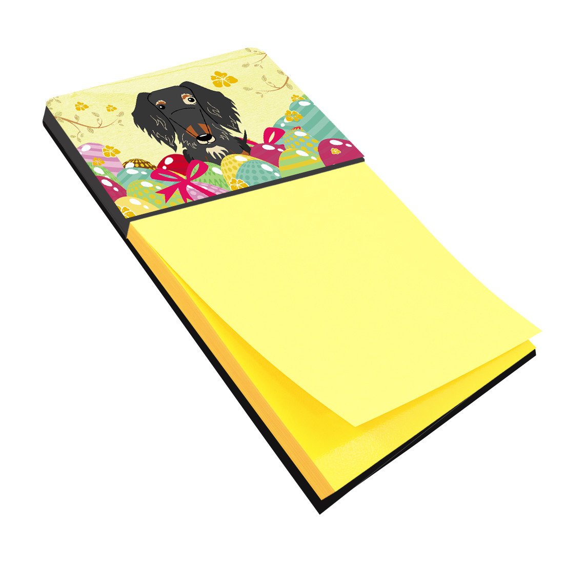 Easter Eggs Wire Haired Dachshund Dapple Watercolor Sticky Note Holder Refillable Dispenser Desk Accessory 3x3 Pad Gift