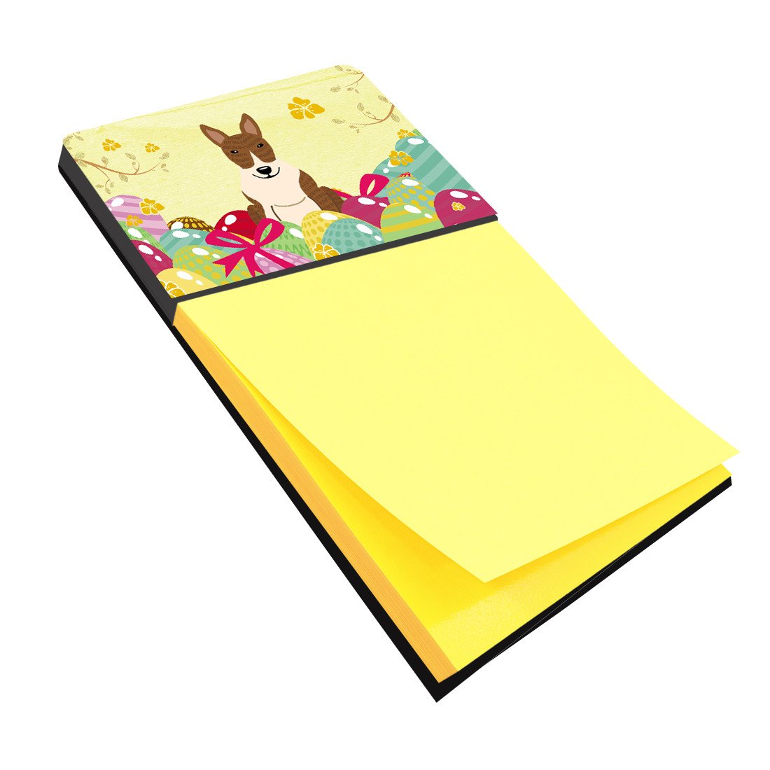 Easter Eggs Bull Terrier Brindle Watercolor Sticky Note Holder Refillable Dispenser Desk Accessory 3x3 Pad Gift