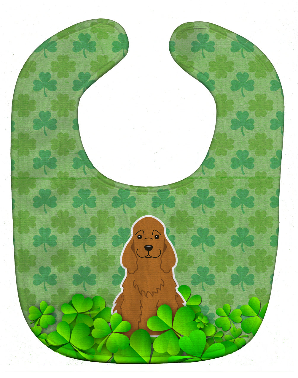 Cocker Spaniel Red Shamrocks Baby Bib Easy-Clean Baby Bib Baby Feeding Accessory Baby Mealtime Essential, 10 x 13, Multicolor