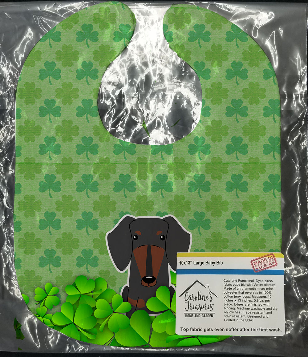 Dachshund Black Tan Shamrocks Baby Bib Easy-Clean Baby Bib Baby Feeding Accessory Baby Mealtime Essential, 10 x 13, Multicolor