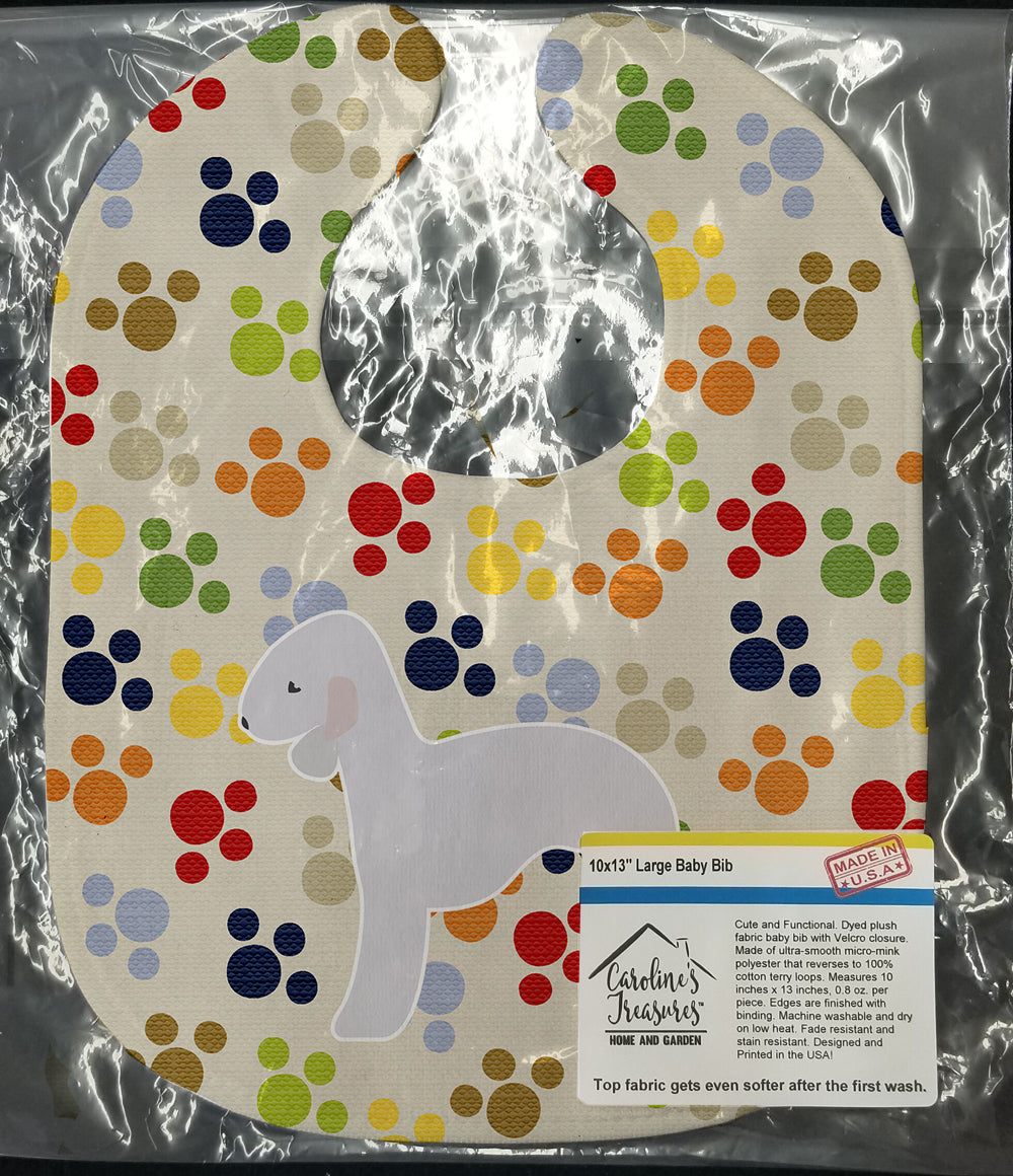 Bedlington Terrier Pawprints Baby Bib Easy-Clean Baby Bib Baby Feeding Accessory Baby Mealtime Essential, 10 x 13, Multicolor