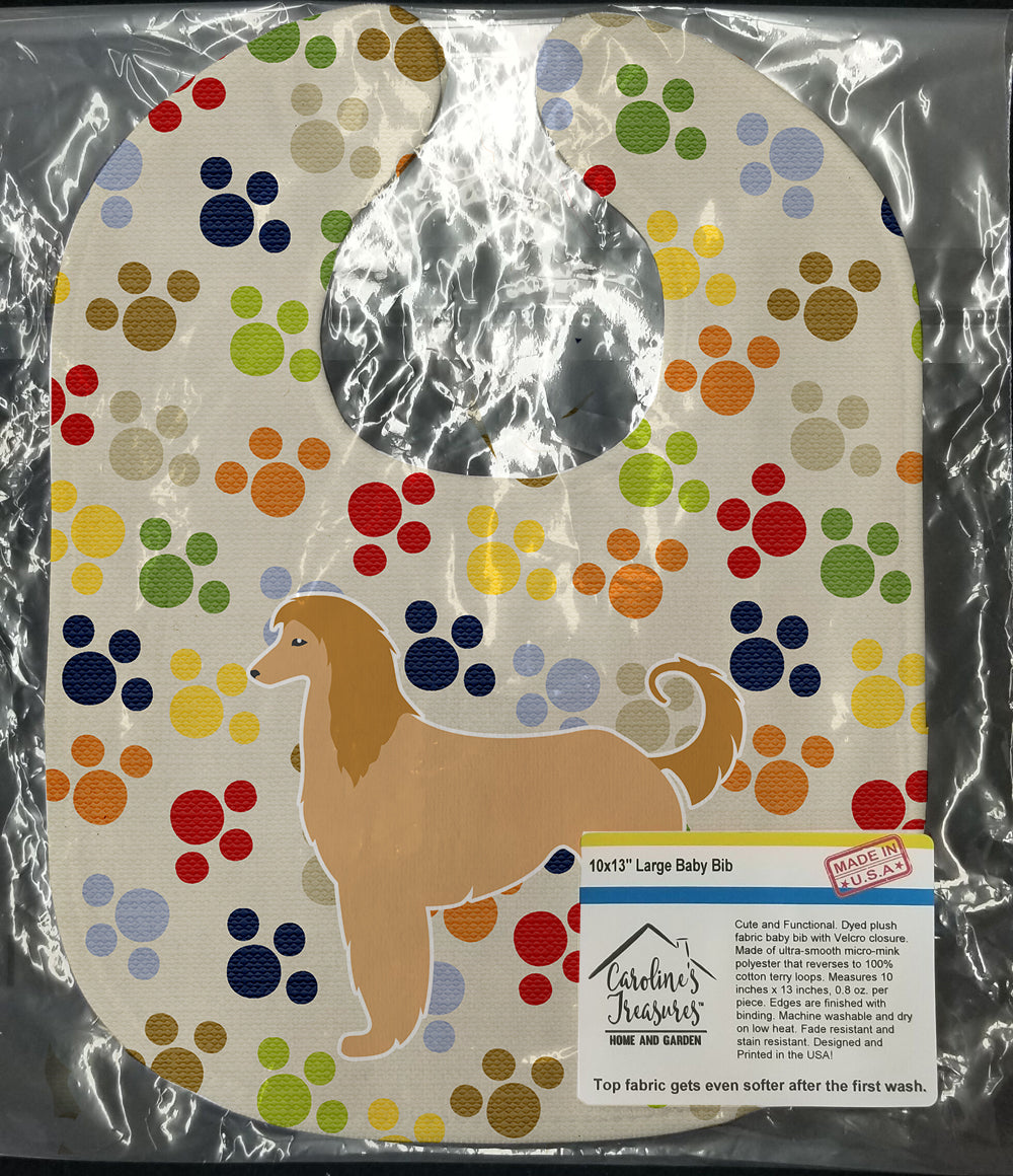 Afghan Hound Pawprints Baby Bib Easy-Clean Baby Bib Baby Feeding Accessory Baby Mealtime Essential, 10 x 13, Multicolor