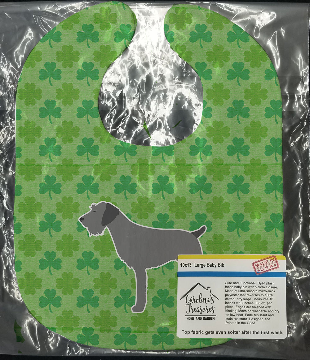 German Wirehaired Pointer Shamrocks  Baby Bib Easy-Clean Baby Bib Baby Feeding Accessory Baby Mealtime Essential, 10 x 13, Multicolor