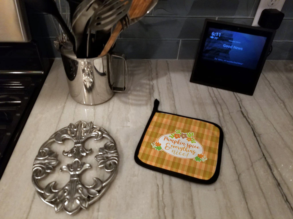 Fall Pumpkin Spice and Everything Pot Holder Set of 2 Heat Resistant Quilted Hot Pads 7.5 x 7.5 Inch, Insulated Kitchen Trivets for Cooking & Baking