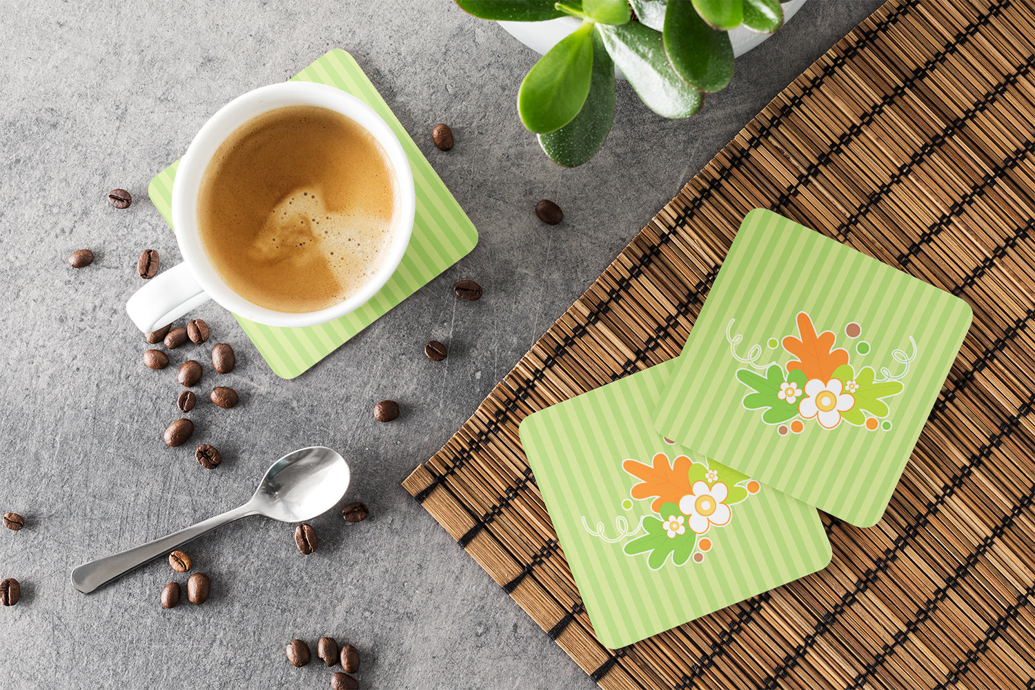Fall Leaves Foam Coasters Set of 4 Cup Coasters for Indoor Outdoor, Tabletop Protection, Anti Slip, Mouse pad Material