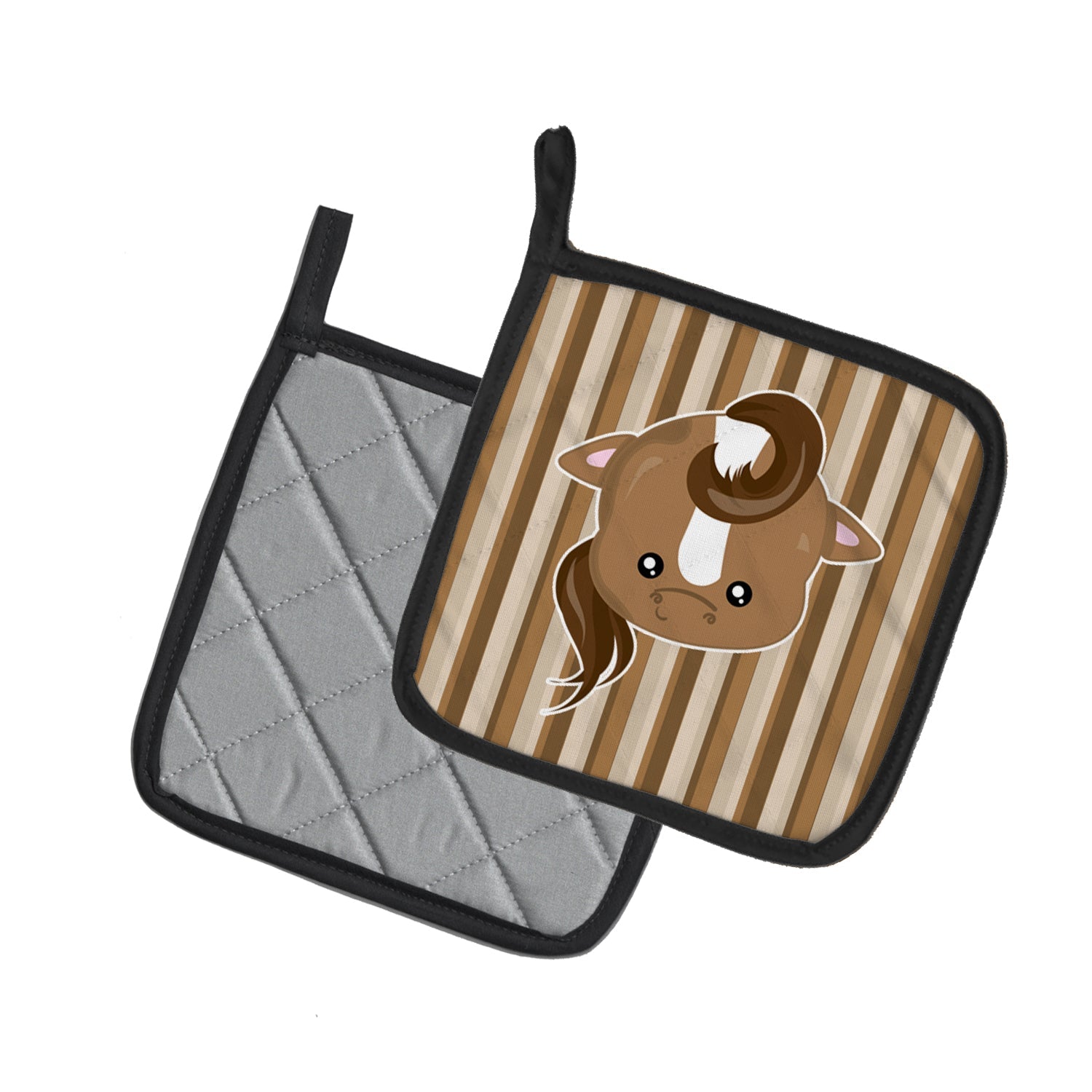 Horse Face Pot Holder Set of 2 Heat Resistant Quilted Hot Pads 7.5 x 7.5 Inch, Insulated Kitchen Trivets for Cooking & Baking