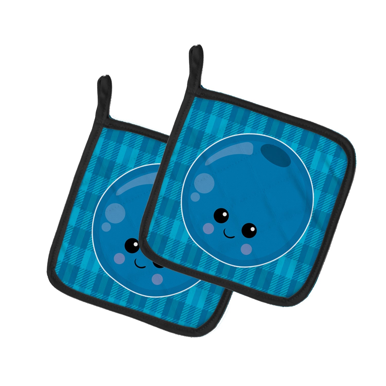 Blueberry Face Pot Holder Set of 2 Heat Resistant Quilted Hot Pads 7.5 x 7.5 Inch, Insulated Kitchen Trivets for Cooking & Baking