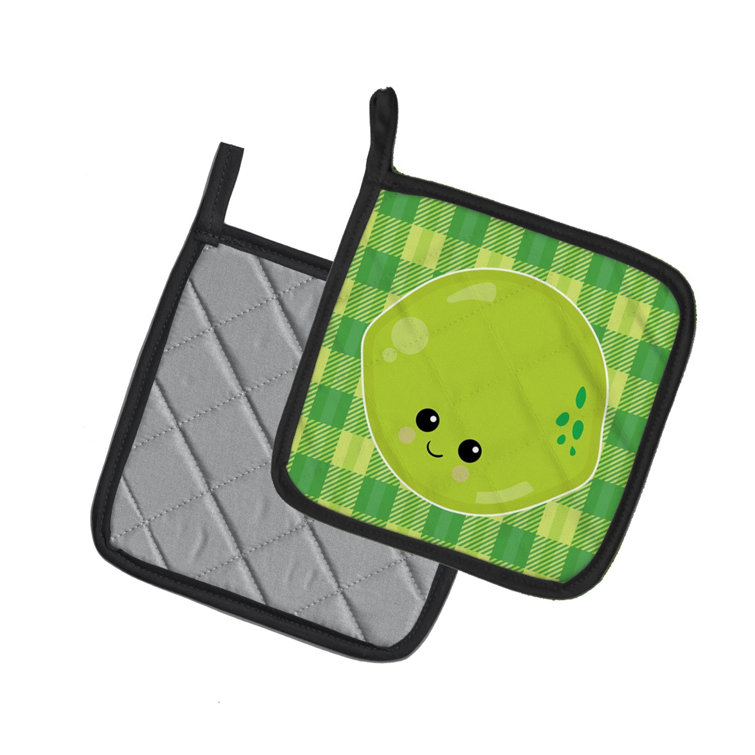Lime Face Pot Holder Set of 2 Heat Resistant Quilted Hot Pads 7.5 x 7.5 Inch, Insulated Kitchen Trivets for Cooking & Baking