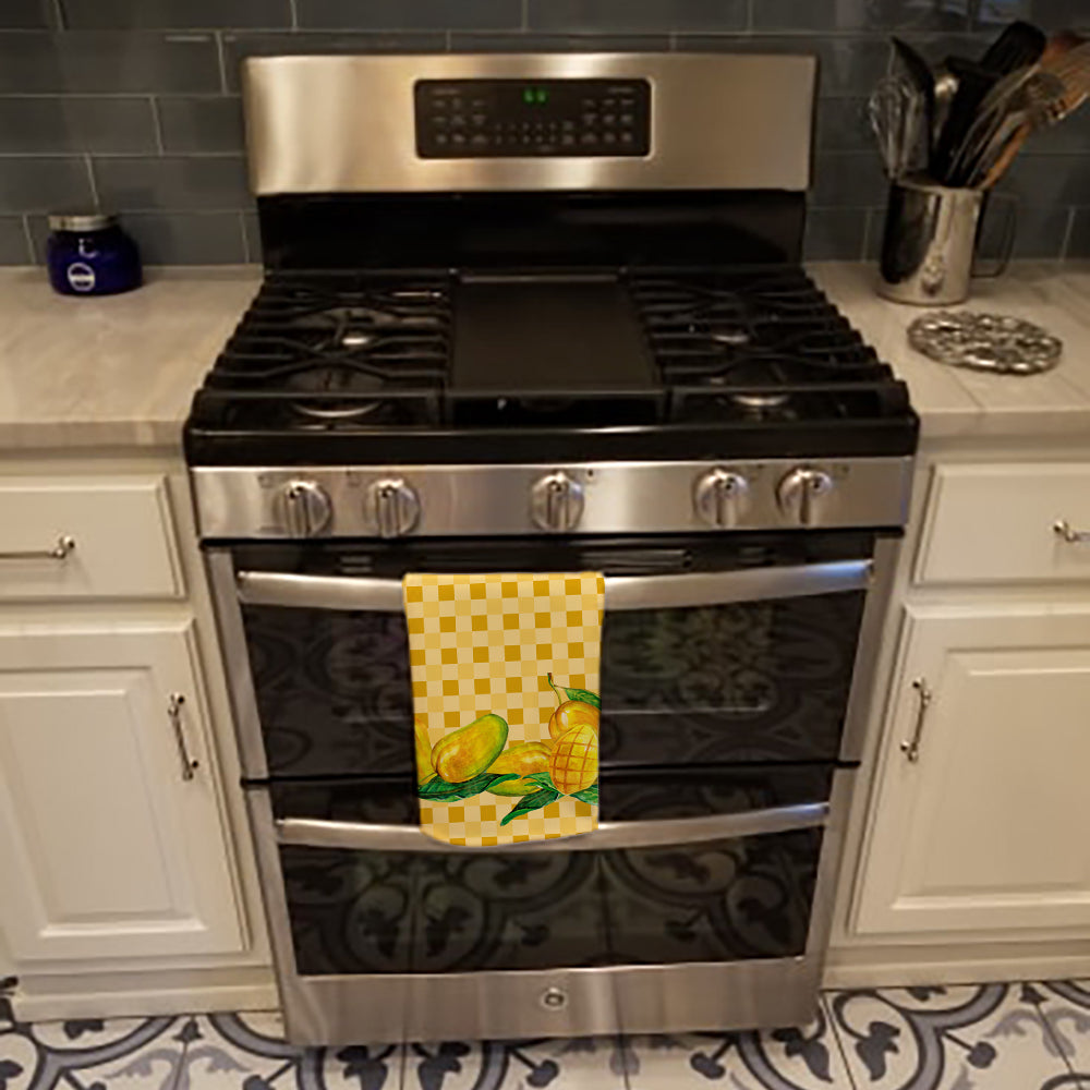 Mangos on Basketweave Kitchen Towel Velour Plush Front and Cotton Loop Back Machine Washable