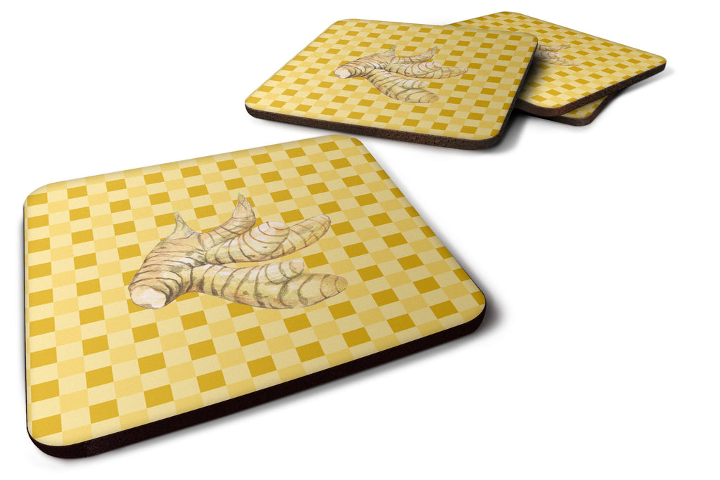 Galangal on Basketweave Foam Coasters Set of 4 Cup Coasters for Indoor Outdoor, Tabletop Protection, Anti Slip, Mouse pad Material