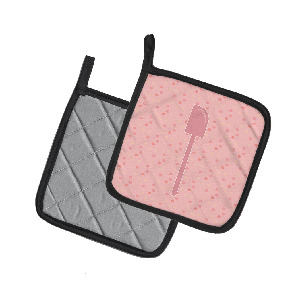 Spatula Pink Pot Holder Set of 2 Heat Resistant Quilted Hot Pads 7.5 x 7.5 Inch, Insulated Kitchen Trivets for Cooking & Baking
