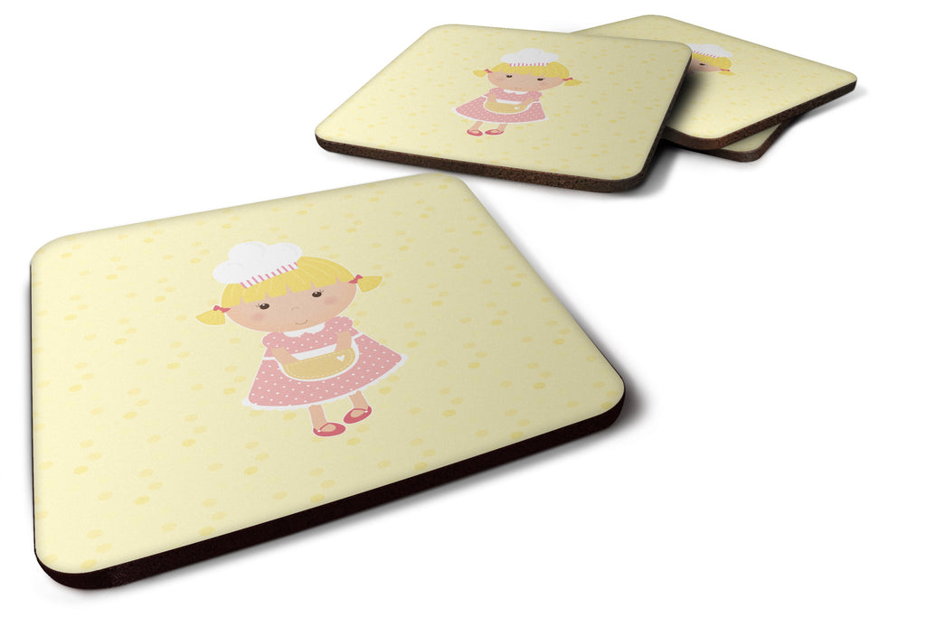 Blonde Baker on Yellow Foam Coasters Set of 4 Cup Coasters for Indoor Outdoor, Tabletop Protection, Anti Slip, Mouse pad Material