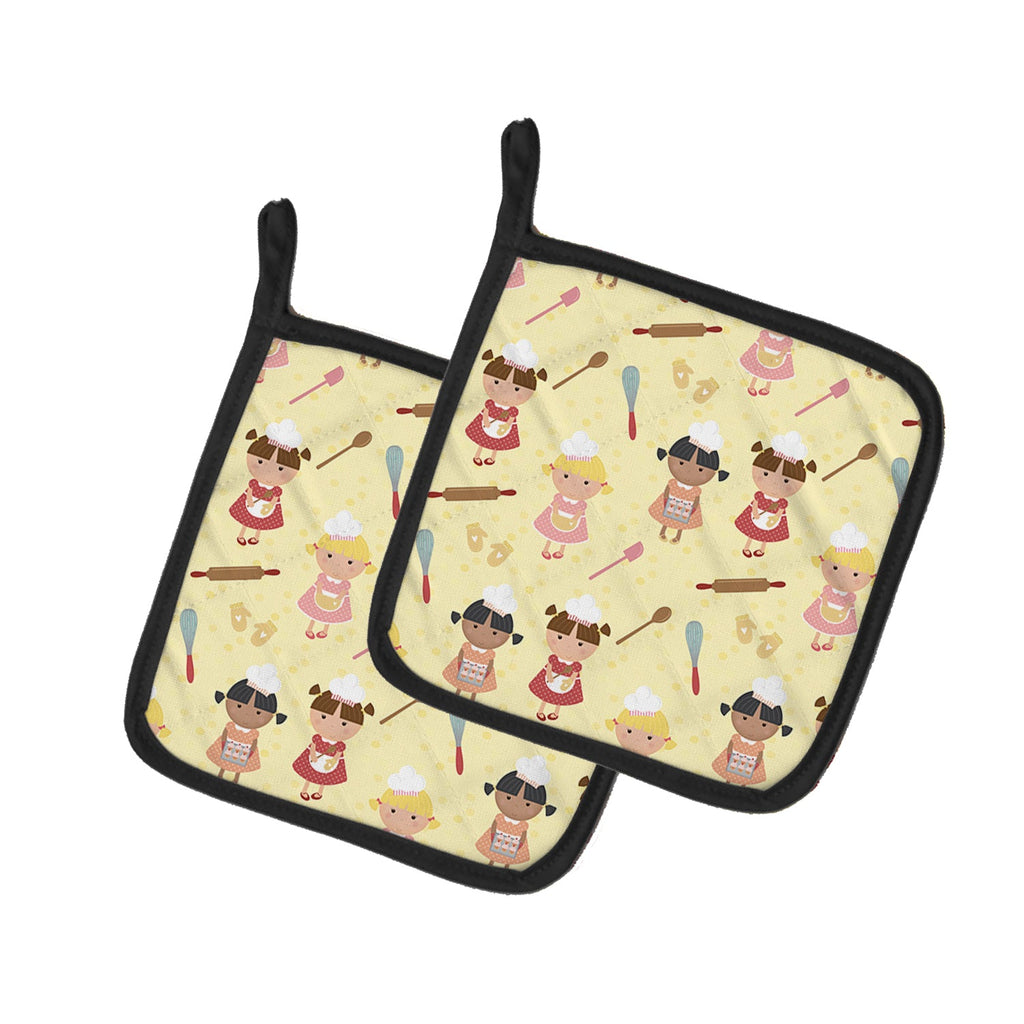 Bakers Delight on Yellow Pot Holder Set of 2 Heat Resistant Quilted Hot Pads 7.5 x 7.5 Inch, Insulated Kitchen Trivets for Cooking & Baking