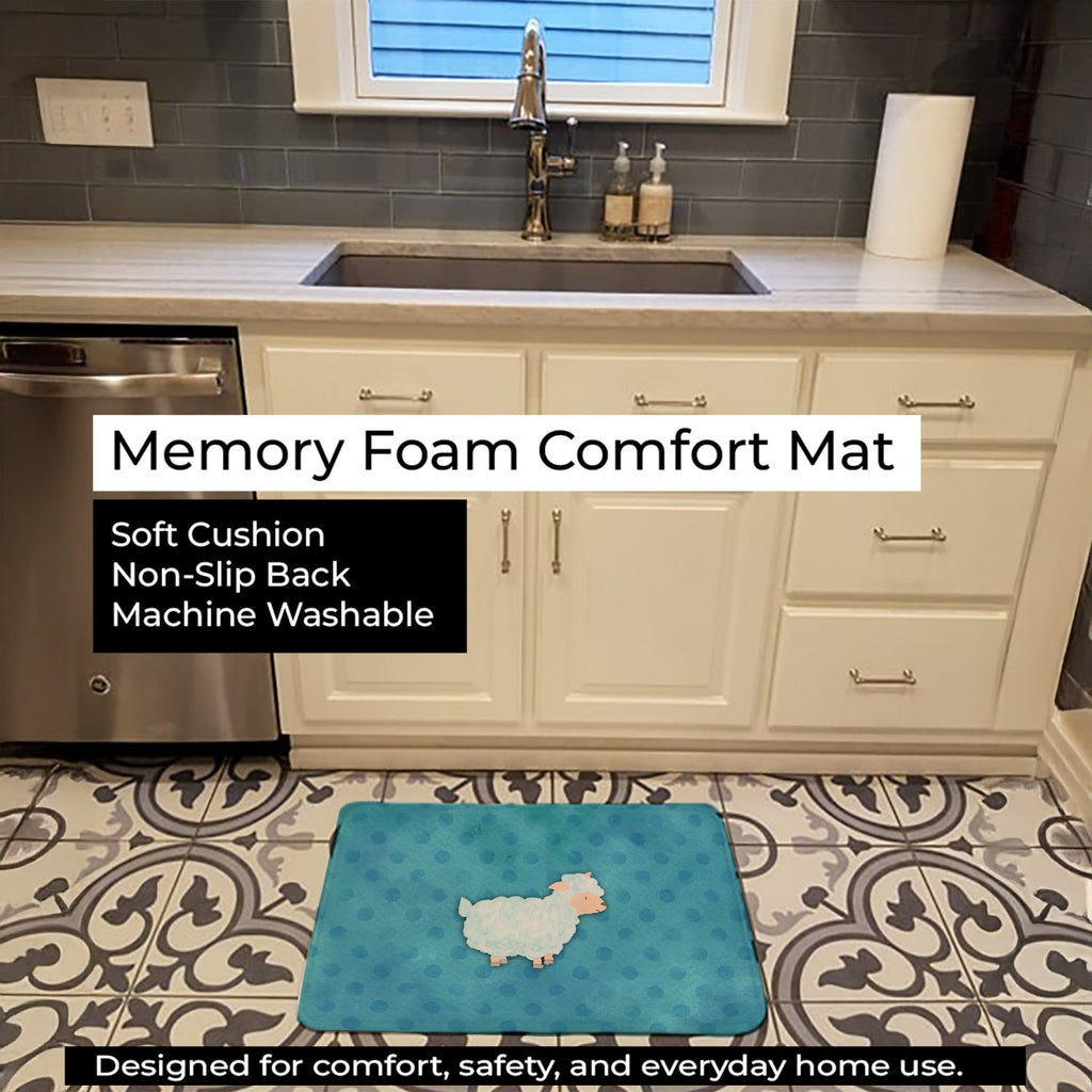Polkadot Sheep Lamb Watercolor Memory Foam Kitchen Mat Machine Washable Anti-Fatigue Cushion Comfort Bath or Kitchen Rug