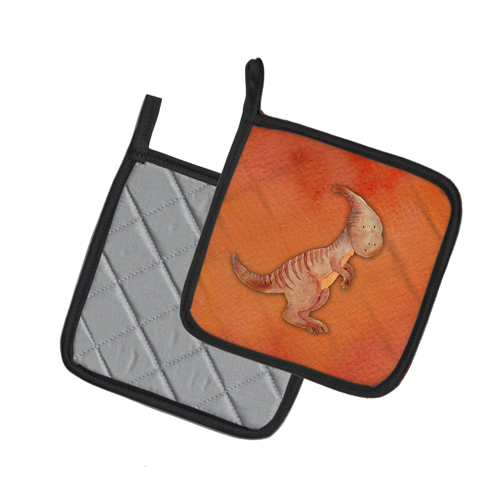 Parasaurolophus Watercolor Pot Holder Set of 2 Heat Resistant Quilted Hot Pads 7.5 x 7.5 Inch, Insulated Kitchen Trivets for Cooking & Baking
