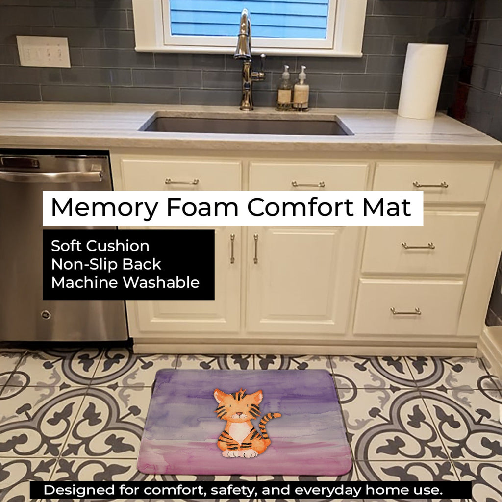 Tiger Cub Watercolor Memory Foam Kitchen Mat Machine Washable Anti-Fatigue Cushion Comfort Bath or Kitchen Rug
