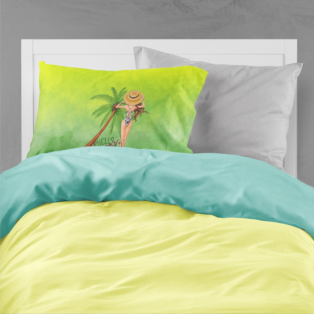 Hello Summer Lady in Swimsuit Standard Pillowcase Lightweight Super Soft Easy Care Decorative Artwork Pillowcase, Standard