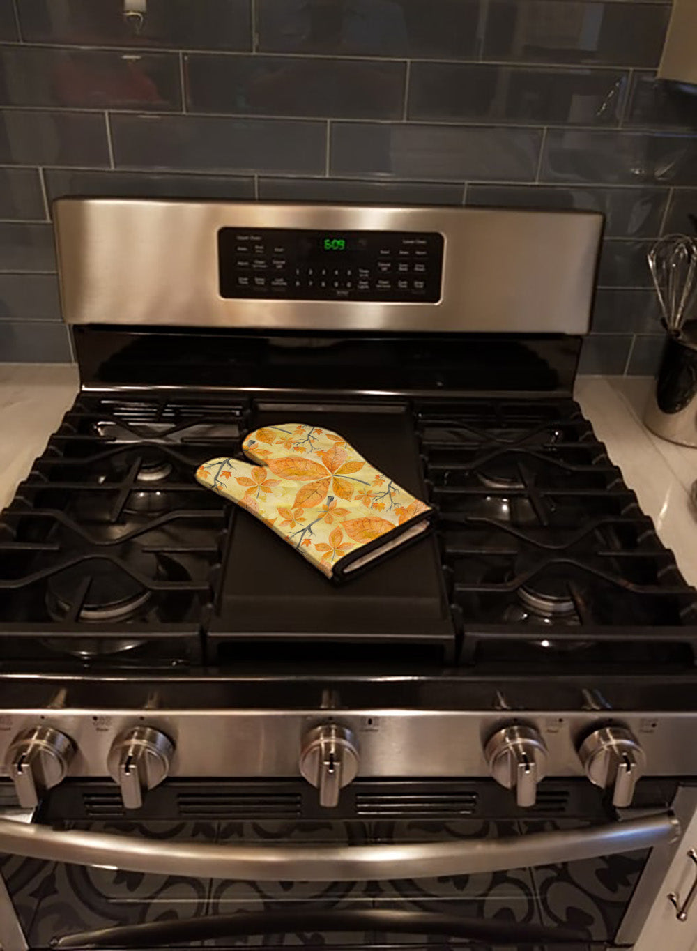 Fall Leaves and Branches Oven Mitt Heat Resistant Thick Oven Mitt for Hot Pans and Oven, Kitchen Mitt Protect Hands, Cooking Baking Glove