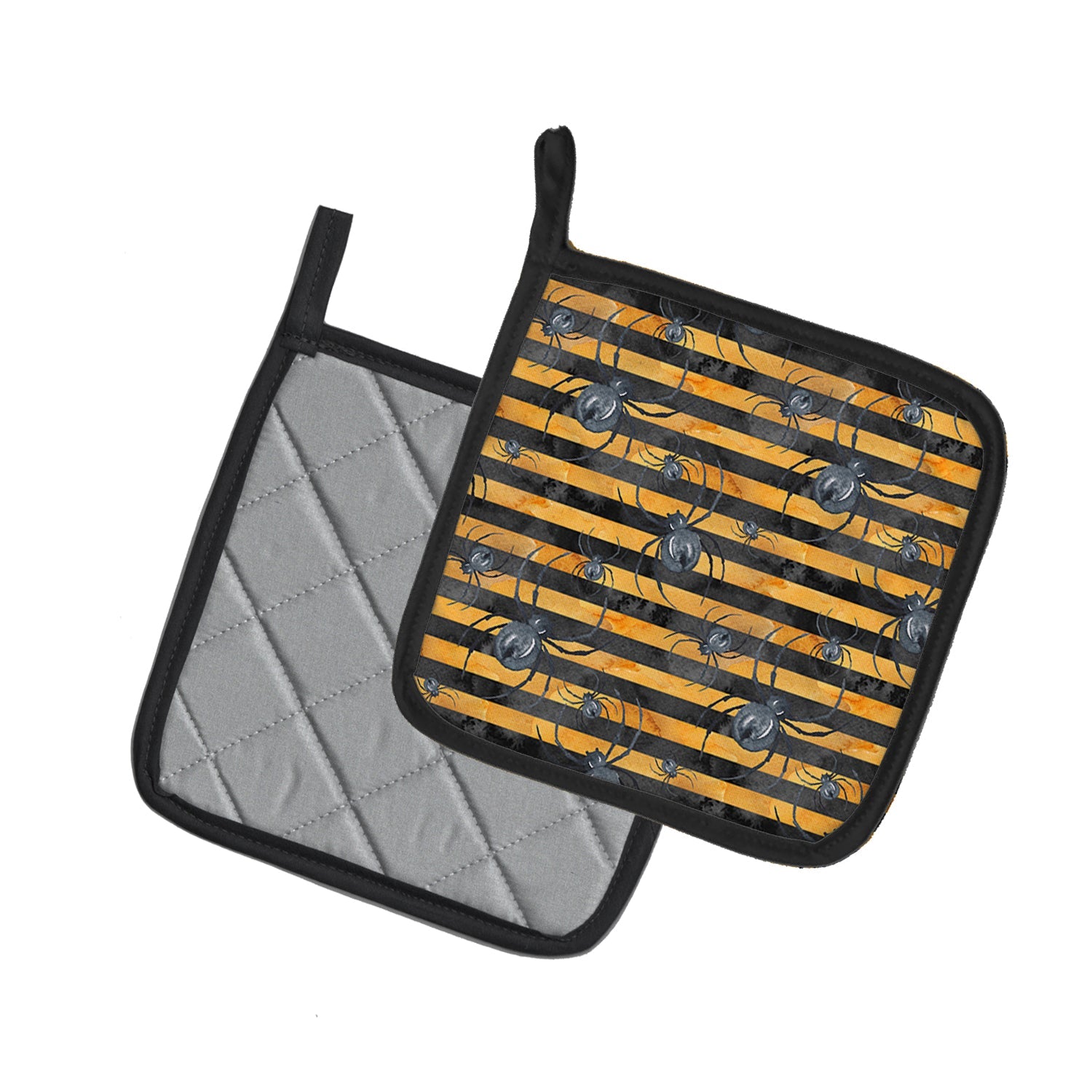 Watecolor Halloween Spiders Pot Holder Set of 2 Heat Resistant Quilted Hot Pads 7.5 x 7.5 Inch, Insulated Kitchen Trivets for Cooking & Baking