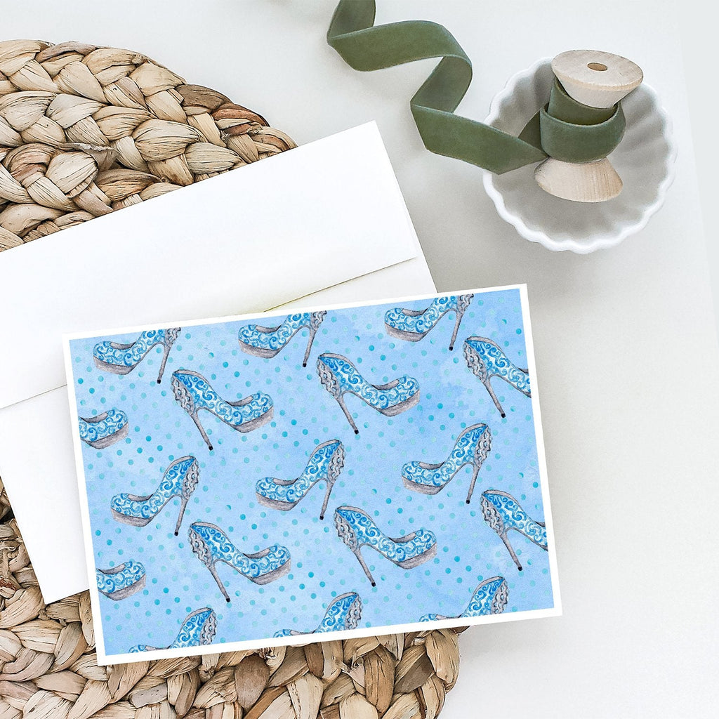 Watercolor Cinderella Shoe in Blue Greeting Cards Pack of 8 Blank Cards with Envelopes Whimsical A7 Size 5x7