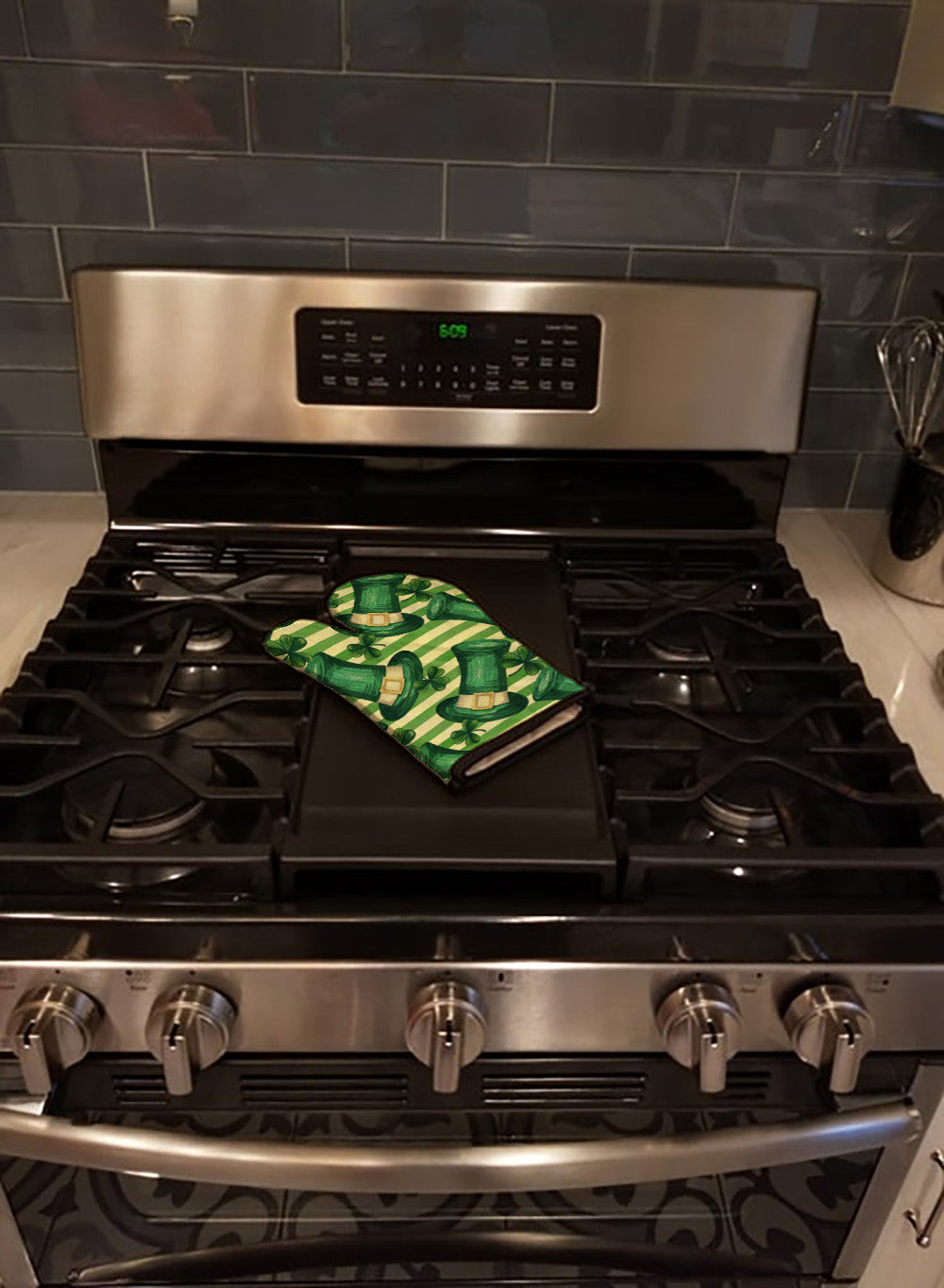 Watercolor St Patrick's Day Leprechan Hat Oven Mitt Heat Resistant Thick Oven Mitt for Hot Pans and Oven, Kitchen Mitt Protect Hands, Cooking Baking Glove