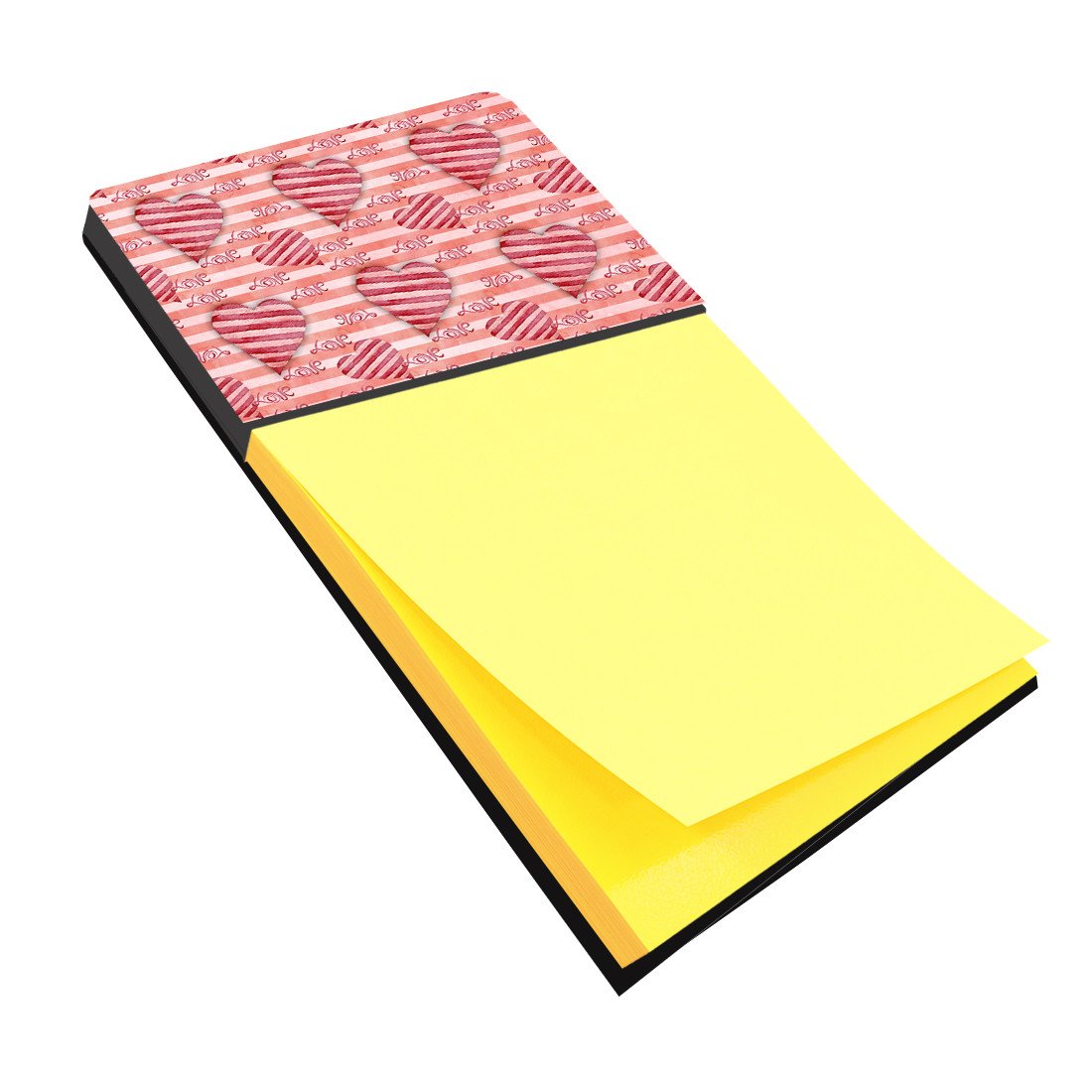 Watercolor Red Striped Hearts Watercolor Sticky Note Holder Refillable Dispenser Desk Accessory 3x3 Pad Gift