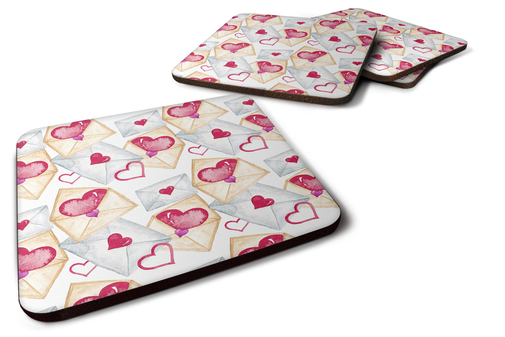Watercolor Love Letters Foam Coasters Set of 4 Cup Coasters for Indoor Outdoor, Tabletop Protection, Anti Slip, Mouse pad Material