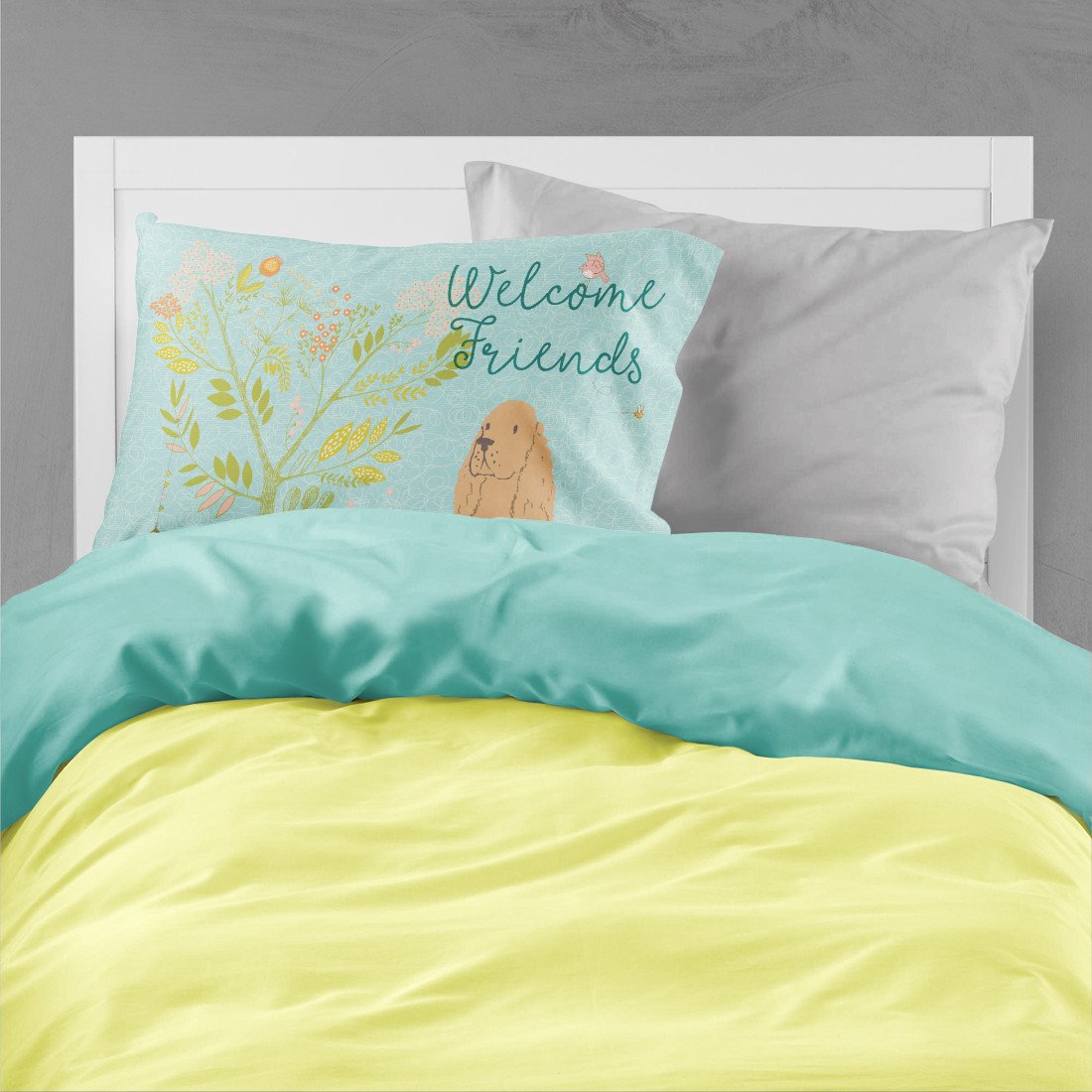 Welcome Friends Buff Cocker Spaniel Standard Pillowcase Lightweight Super Soft Easy Care Decorative Artwork Pillowcase, Standard